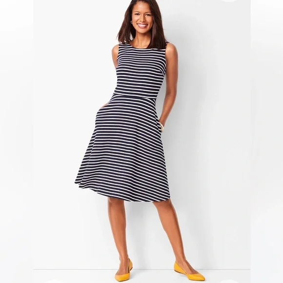 TALBOTS FIT & FLARE KNIT DRESS‎ - STRIPE Sz Lp - Picture 13 of 13